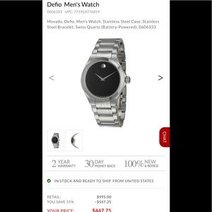Brand new MOVADO Stainless Steel